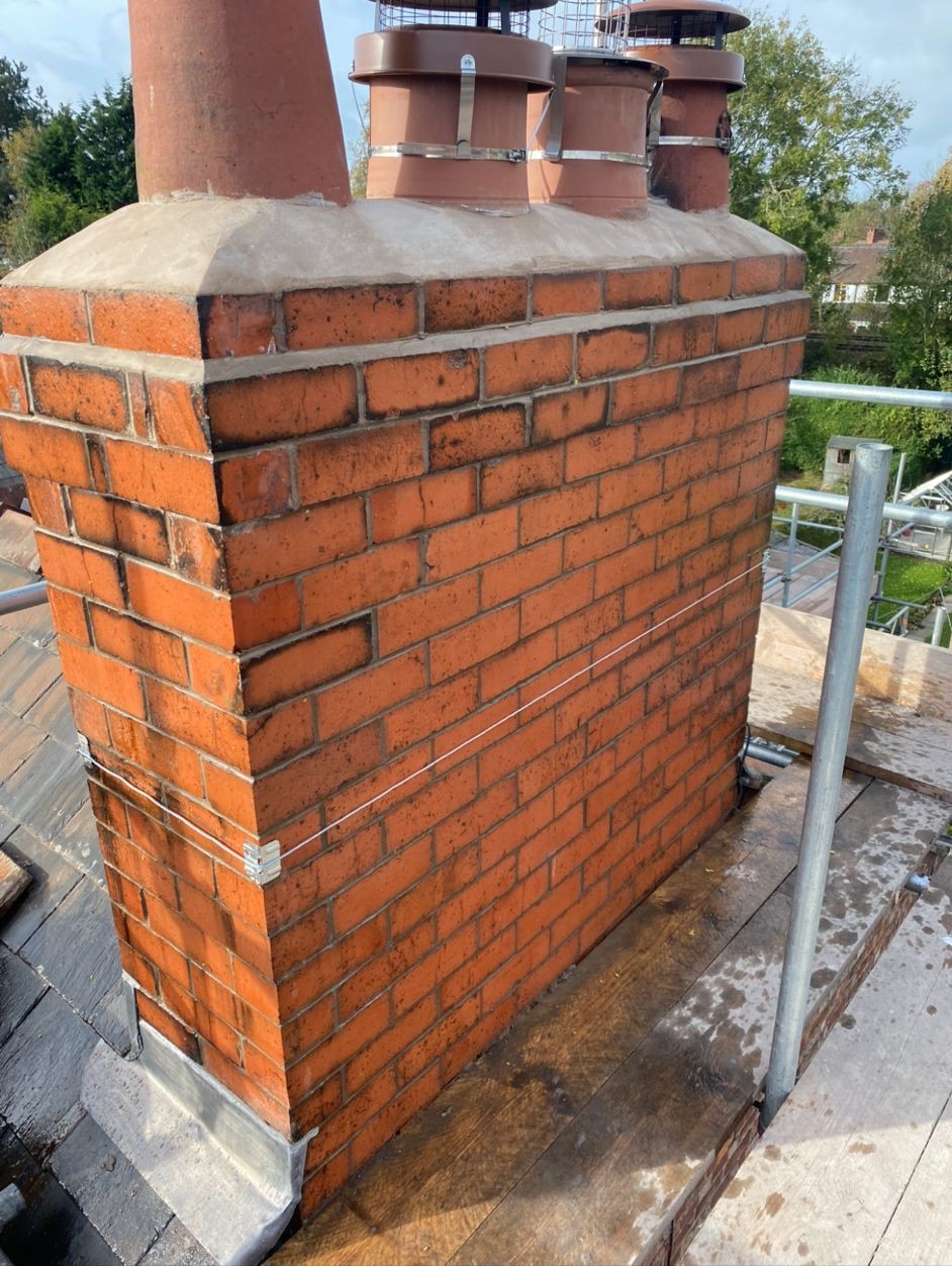 Treated battens slate roof in progress